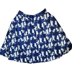 Whimsical Cat Print Full Skirt Novelty Cute L.A. Soul Retro Twee Womens Large